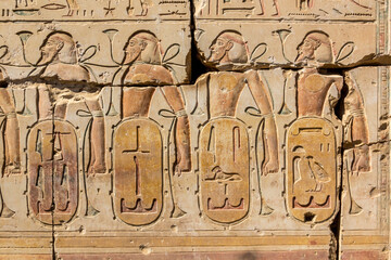 Wall of Ramesses II temple in Abydos, Egypt
