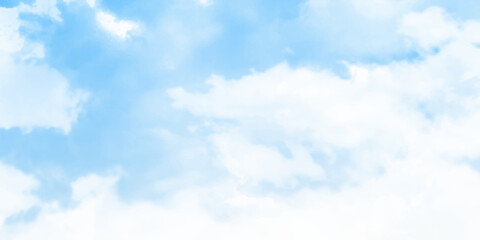 Naklejka na ściany i meble Beautiful blue sky over the sea with translucent, white, Cirrus clouds. The horizon line
