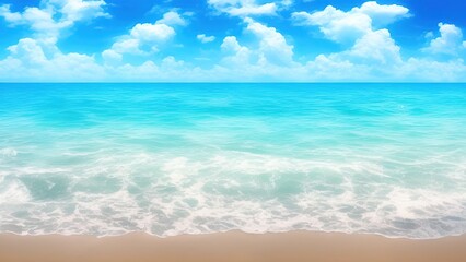 Fototapeta na wymiar Hot summer day beautiful ocean seascape with calm waves.