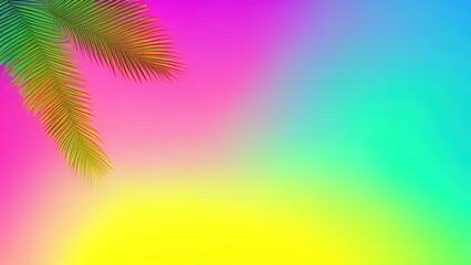 Obraz na płótnie Canvas Decorative palm branches on bright multi-color paper background.