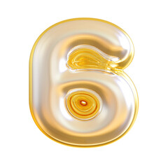 3d gold modern number 6 with generative AI