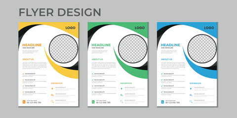 Business flyer, cover layout, annual report, presentation, brochure, poster, flyer in A4 with colorful geometric shapes, gradient color with mockup and background