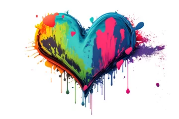 Foto op Canvas Isolated graffiti heart symbol. Generative AI. © eyetronic