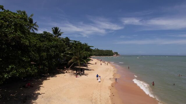 Linda vista a&eacute;rea da Praia do Espelho, em Trancoso, no Sul da Bahia. Uma das mais belas praias do Brasil.
