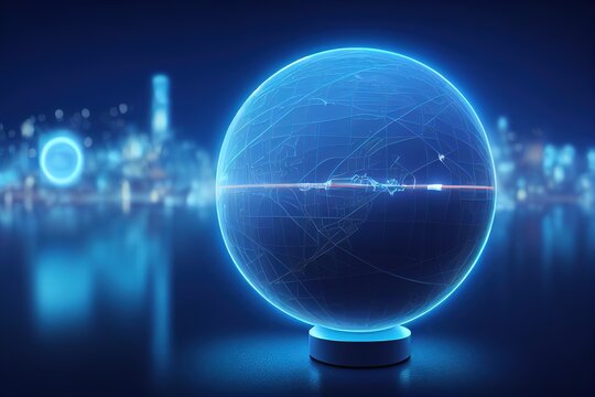 Globe covered with network technology, network, artificial intelligence technologies