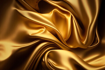 Background wallpaper fabric golden silk with soft folds