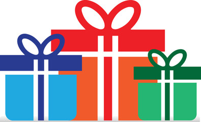 Big pile of gift boxes in festive wrapping paper with ribbon and bows. Stack of different presents for holidays. Many various giftboxes with tags. Flat vector illustration isolated on white