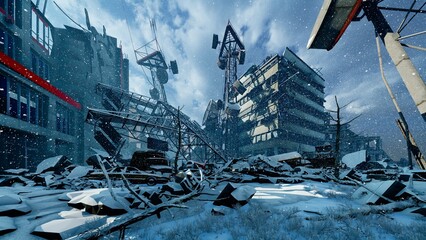 Fototapeta premium Destruction in the city block