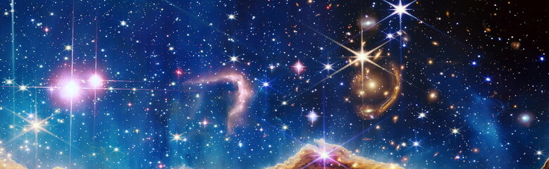 Colorful space background with stars . Galaxy with star and space dust in the universe and deep...