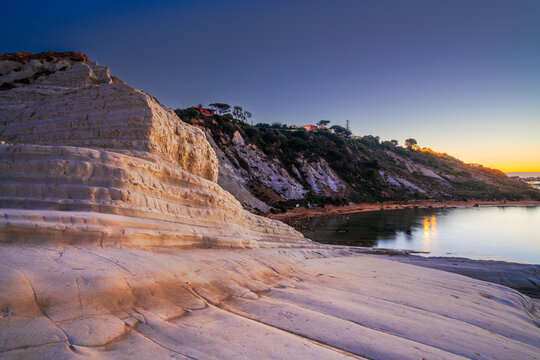 Rocky cliff of the Steps of the Turks in Agrigento,  Sicily, Italy