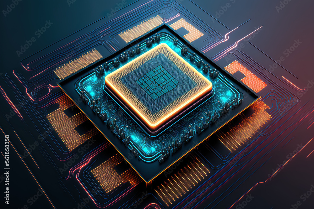 Poster ai, artificial intelligence concept,technology background. central computer processors cpu tech scie