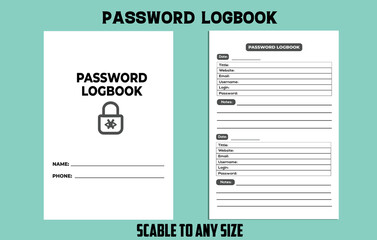 Password tracker log book KDP interior. Website information and password notebook interior. Website password tracker journal KDP interior. KDP interior logbook. Password tracker journal.