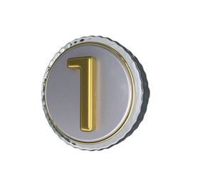 Realistic Lapel Pin with number 1