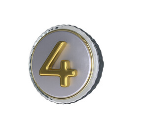 Realistic Lapel Pin with number 4