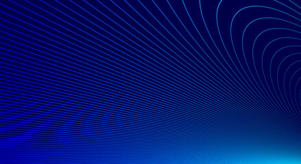 Blue lines in 3D perspective vector abstract background, dynamic linear minimal design, wave lied pattern in dimensional and movement.