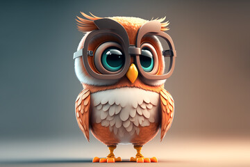 cute owl character on clear background, AI generate