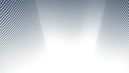 Black dots in 3D perspective vector abstract background, monochrome dotted pattern cool design, wave stream of science technology or business blank template for ads.