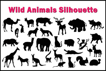 wild animals silhouette.
