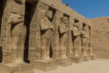 Pharaoh statues in the Amun Temple enclosure in Karnak, Egypt