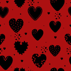 Hearts seamless pattern. Print with abstract texture. Valentine pattern. Packaging template, wrapping paper, textiles, bedding and wallpaper.