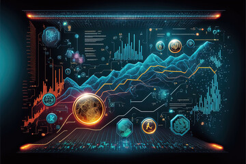 Futuristic Technology Graph Background for Financial Investment and Market concept Generative AI