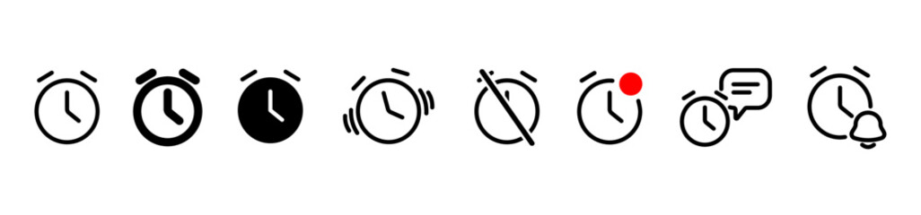 Set of Clock line shapes, thin line design