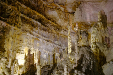 Grotta di Frasassi, Genga, Italy. inside one of the most extensive caves in Italy. Stalactites and stalagmites