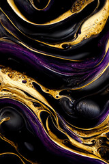 Abstract luxury purple and gold marble background. AI	