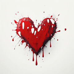 Heart made of paint on white background. Heart. Love poster. Valentine's day wallpaper