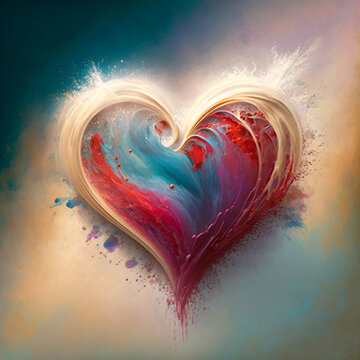Oil heart painting. Heart. Love illustration. Valentine's day painting