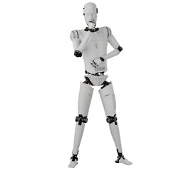 cyborg posing like space parson in-universe 3d render with transparent background	
