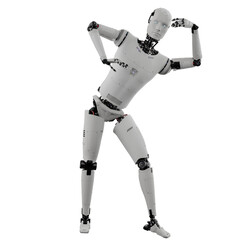 cyborg posing like space parson in-universe 3d render with transparent background	
