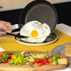 Egg omlette breakfast top down healthy vegetables bread fresh aesthetic restaurant brunch