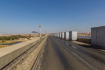 Road at the top of the Aswan Low Dam, Egypt
