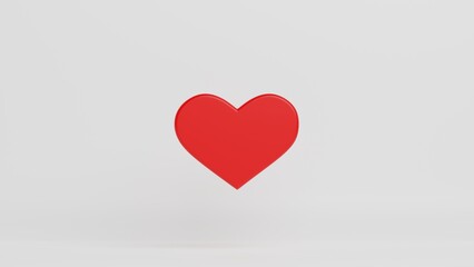 3d render of red flat heart isolated on white background