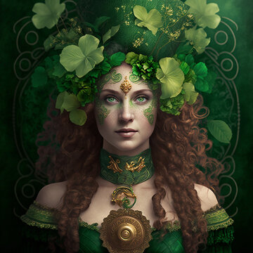 Ai generated St. Patrick's Day goddess. Created using ai generative. 