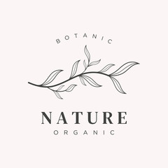 Hand drawn organic botanical organic feminine delicate Logo design for florist, wedding, badge, photographer and beauty.