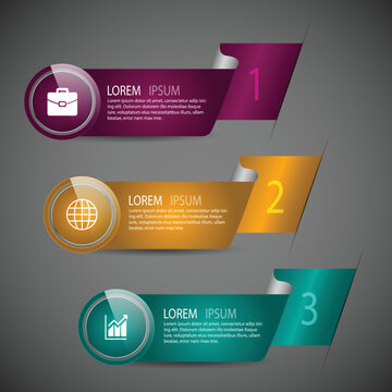 Modern Infographic Templates Colorful Curved Ribbon Style