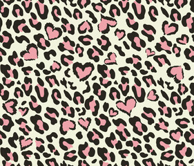 animal print leopard with heart vector seamless pattern for textile © Sanvel