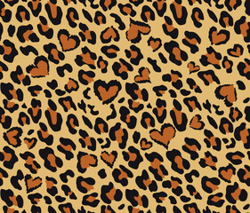 Leopard pattern, seamless animal print, yellow background, dark spots, wild cat.