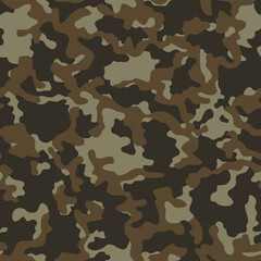 Fototapeta premium Vector camouflage print, seamless khaki texture, military pattern for hunting, disguise.