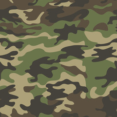 Fototapeta premium Green vector camouflage pattern, army fabric texture, trendy street background.