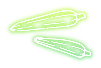 Collection of vegetables doodles neon