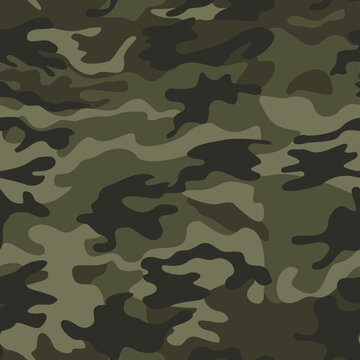 
Army camouflage pattern, military seamless texture disguise, vector background. Khaki color.