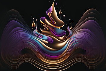 Fluid with Colorful Waves & Swells. Luxury Banner in the Dark. Generative AI