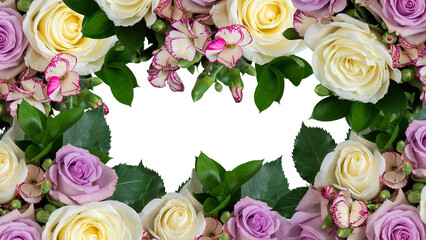 Obraz na płótnie Canvas frame of flowers copy space for text with cut out isolated on background transparent