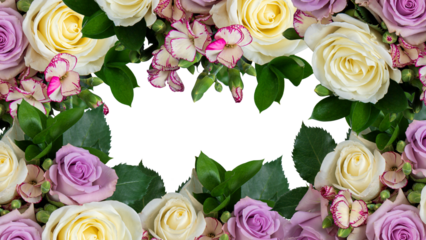 frame of flowers copy space for text with cut out isolated on background transparent