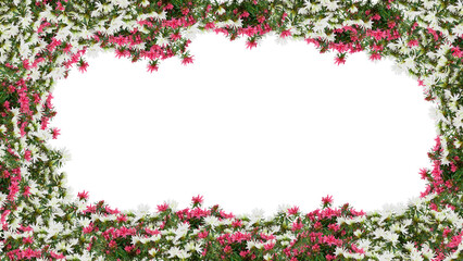 frame of flowers copy space for text with cut out isolated on background transparent