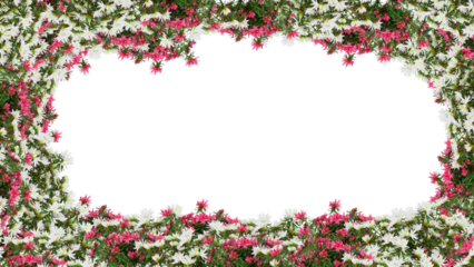 frame of flowers copy space for text with cut out isolated on background transparent