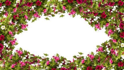frame of flowers copy space for text with cut out isolated on background transparent